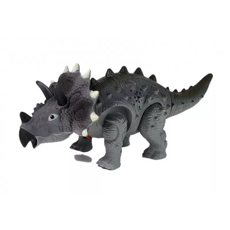 LEAN TOYS dinosaurus op batterij Triceratops grijs