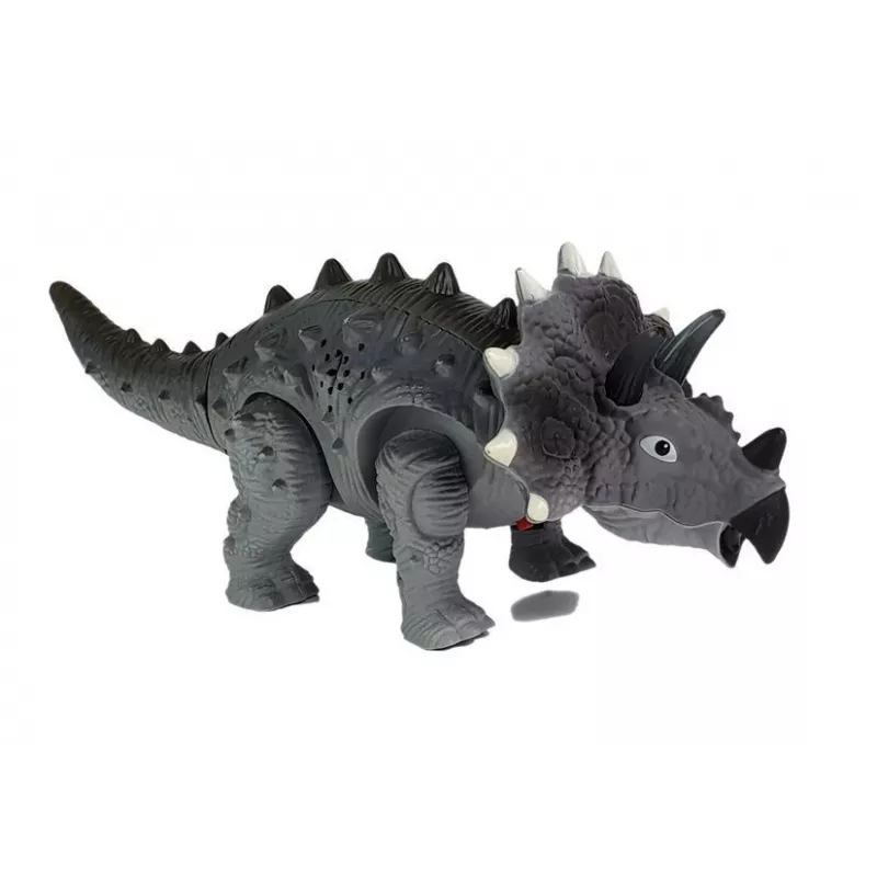 LEAN TOYS dinosaurus op batterij Triceratops grijs