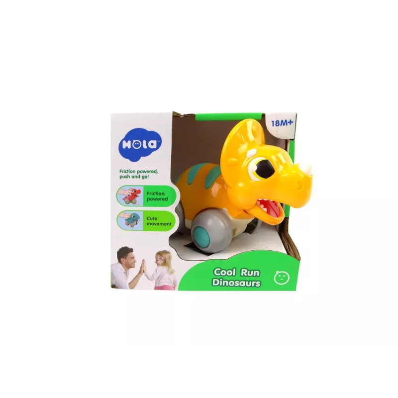 LEAN TOYS Dinosaurus op wielen gele Triceratops figuur