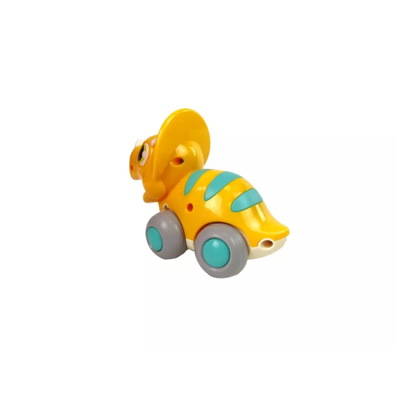 LEAN TOYS Dinosaurus op wielen gele Triceratops figuur