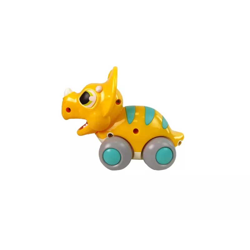 LEAN TOYS Dinosaurus op wielen gele Triceratops figuur