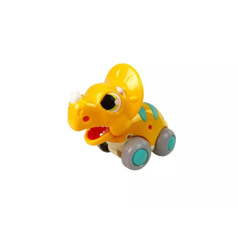 LEAN TOYS Dinosaurus op wielen gele Triceratops figuur