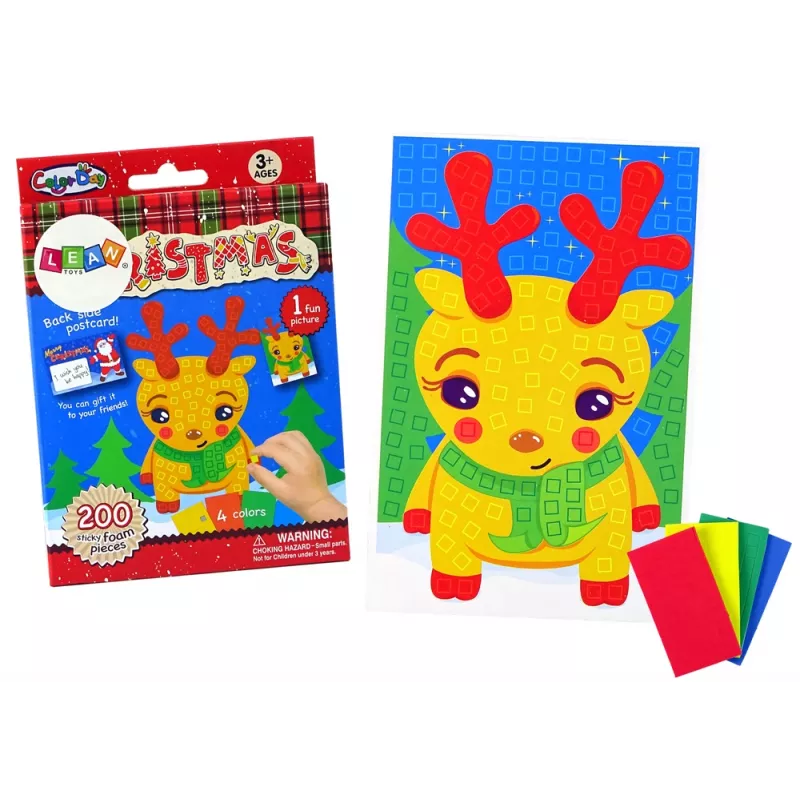 LEAN TOYS DIY gekleurde mozaïek kerstrendier opzetset