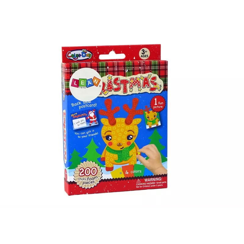 LEAN TOYS DIY gekleurde mozaïek kerstrendier opzetset