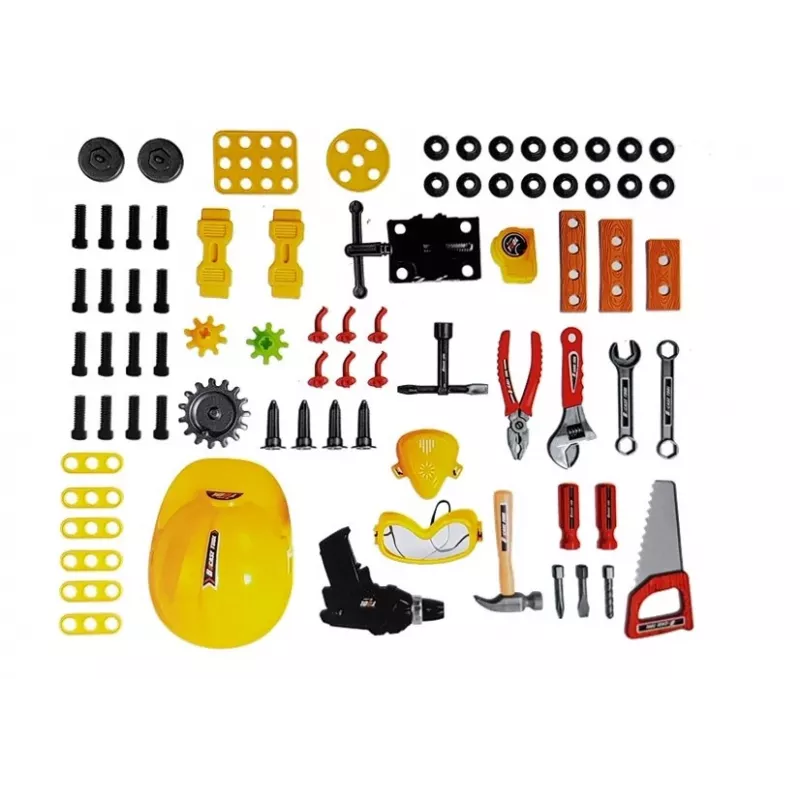 LEAN TOYS DIY set voor batterijen 3in1 kofferwerkplaats 85 delen 56cm