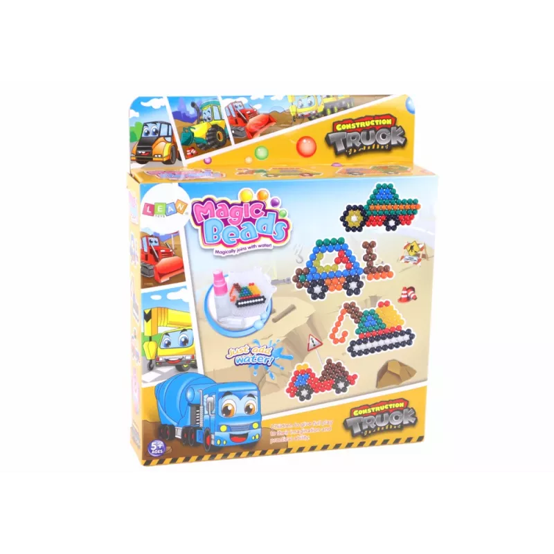 LEAN TOYS DIY Waterparels Set Magische Kralen 8 Kleuren Bouwvoertuigen