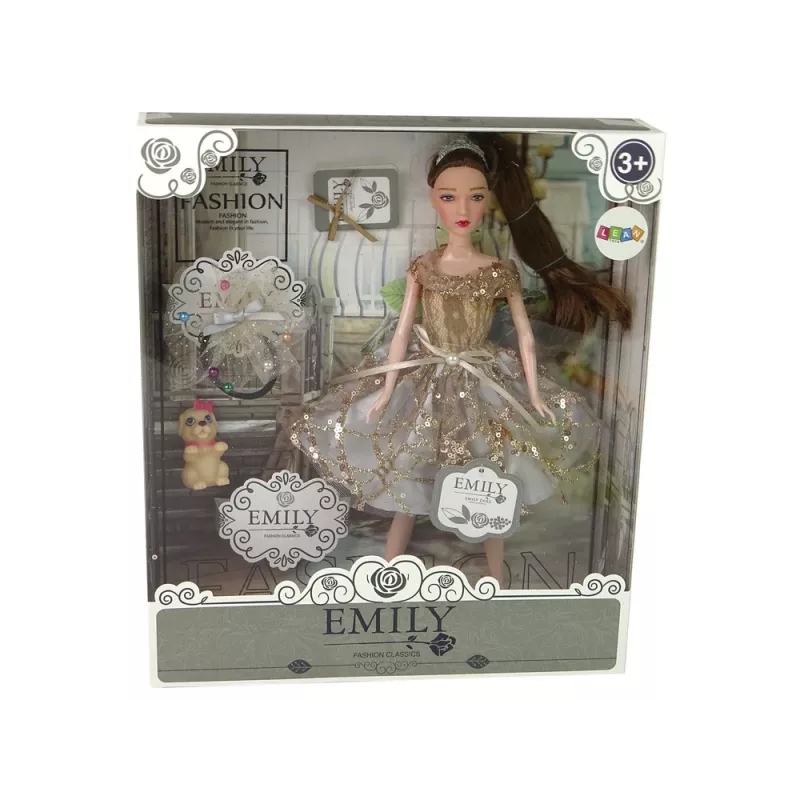 LEAN TOYS Pop voor kinderen Emily met hond lang haar