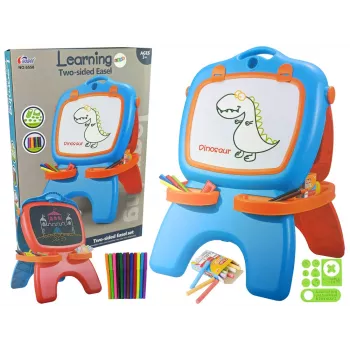 LEAN TOYS dubbelzijdig magnetisch krijtbord met blauwe en rode sjablonen
