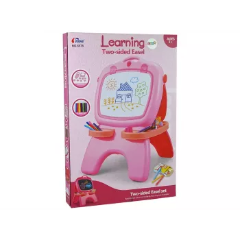 LEAN TOYS dubbelzijdig magnetisch krijtbord roze sjablonen