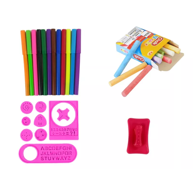 LEAN TOYS dubbelzijdig magnetisch krijtbord roze sjablonen