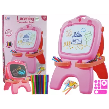 LEAN TOYS dubbelzijdig magnetisch krijtbord roze sjablonen