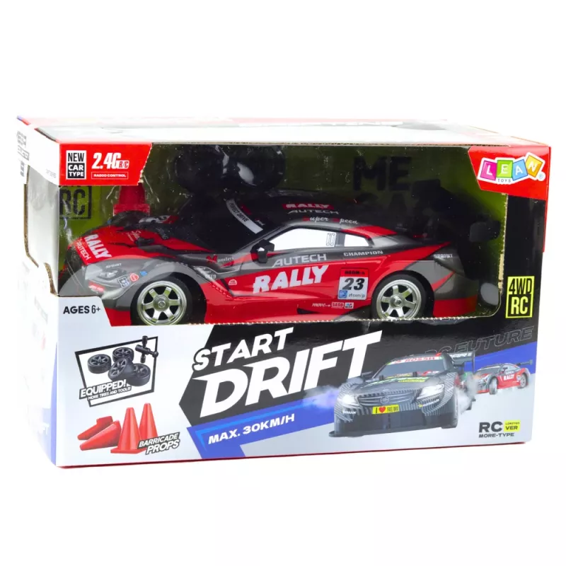 LEAN TOYS drift car racing RC rood zwart 30km/h 1:16
