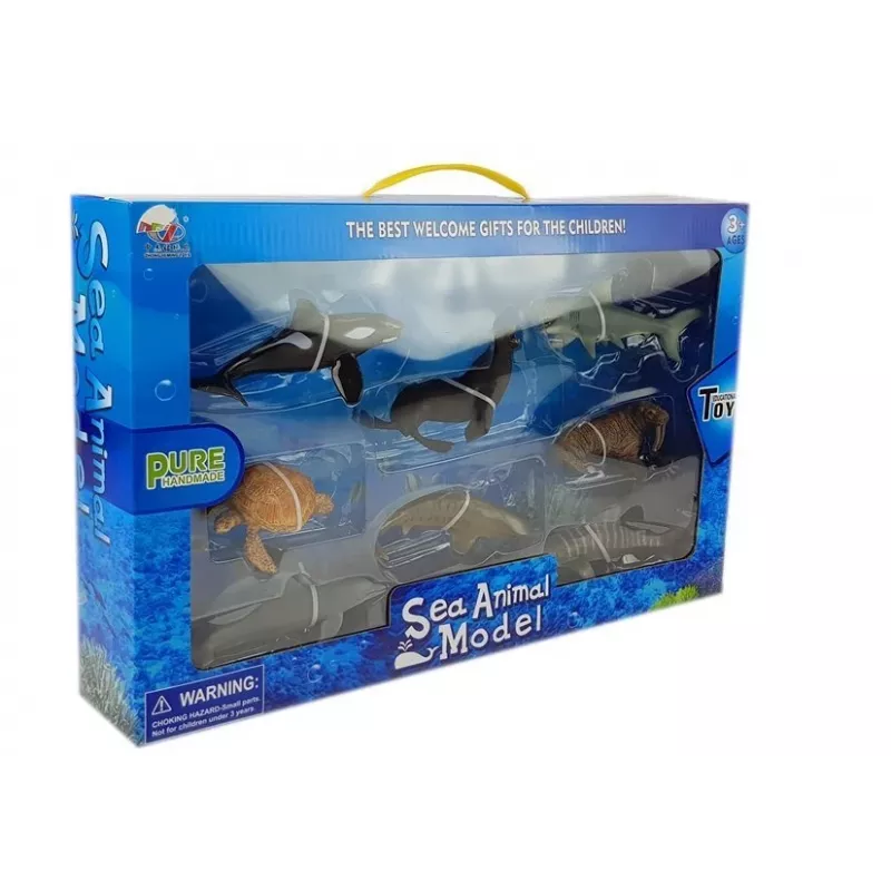 LEAN TOYS leerdieren zeedieren 8-delig haaien rob dolfijn walrus schildpad