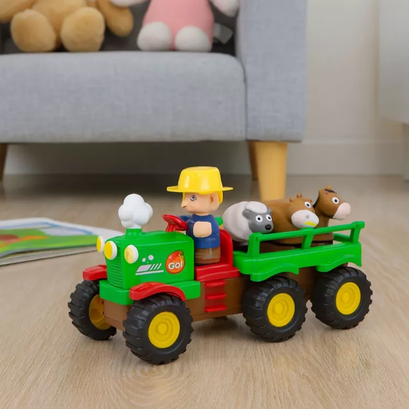 LEAN TOYS educatieve interactieve tractor voor peuters met dieren, licht en geluid