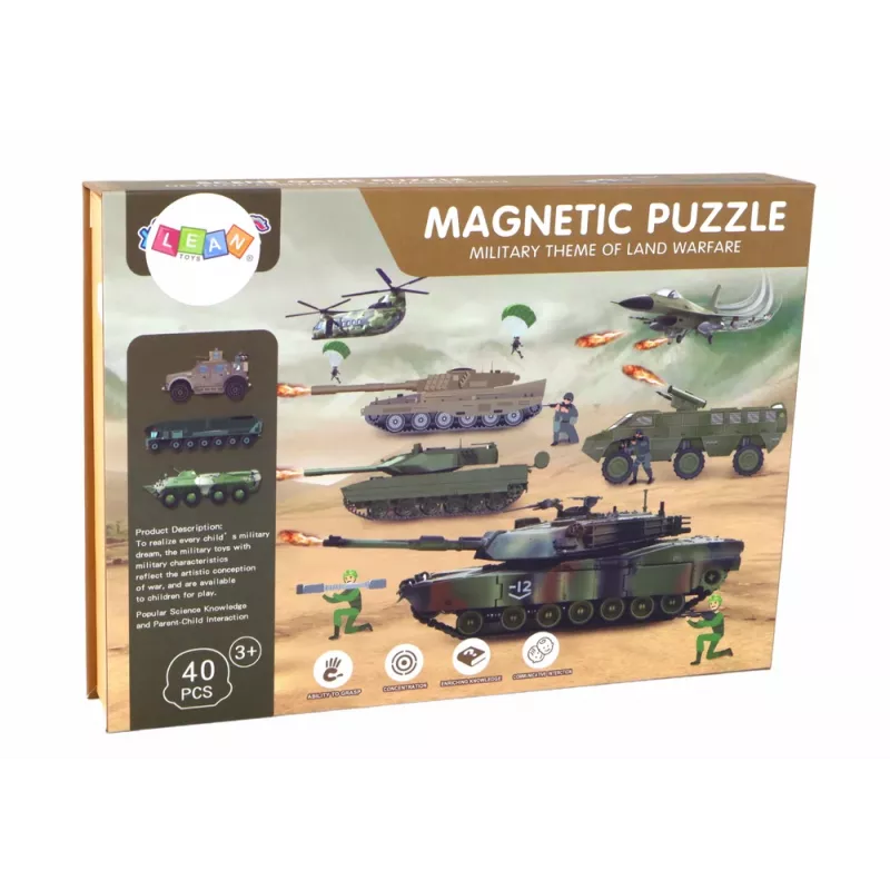 LEAN TOYS educatieve magneetpuzzelset - landoorlog-thema