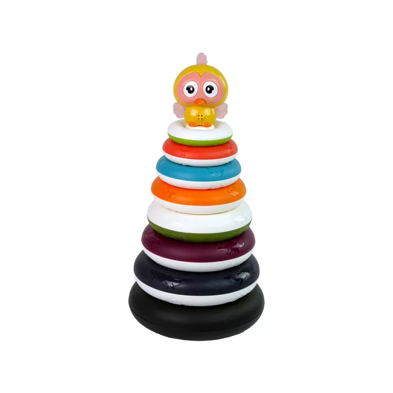 LEAN TOYS Leerpiramide met ringen en eendenrad