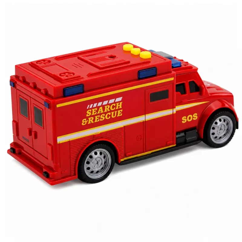 LEAN TOYS hulpvoertuig ambulance licht geluid rood 1:32