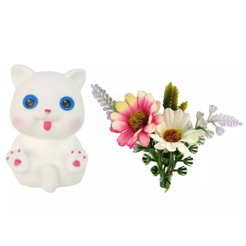 LEAN TOYS Emily Langharige Witte Kat Babypop