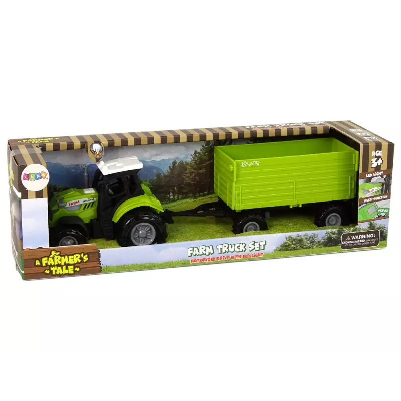 LEAN TOYS Farm Tractor met Trailer Lichten Geluiden Groen