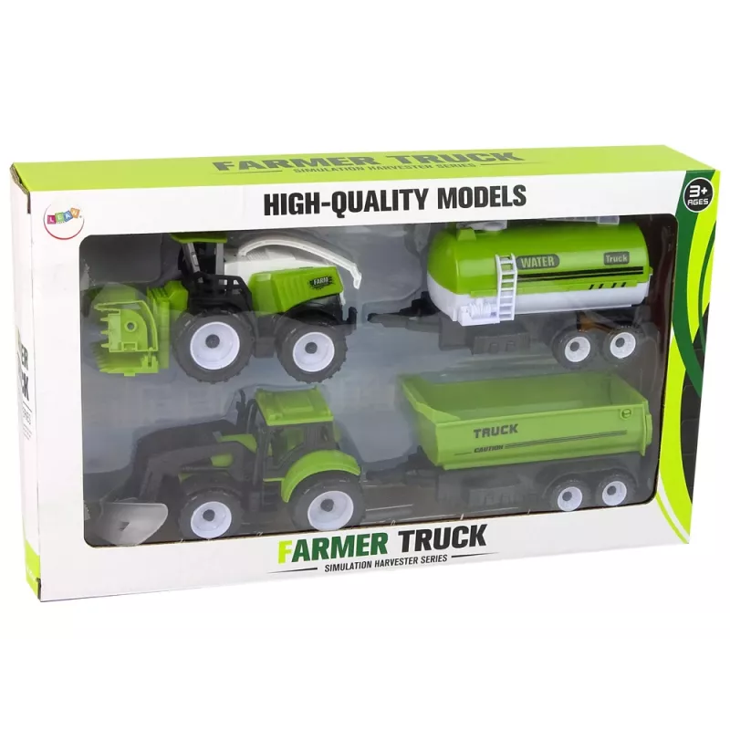 LEAN TOYS boerderijvoertuig set tractor maaidorser tankwagen oplegger