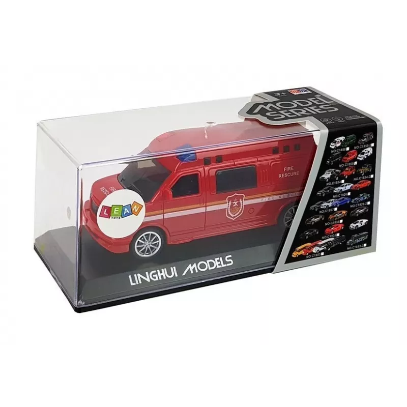 LEAN TOYS Brandweerauto met trekkoord, licht en geluid