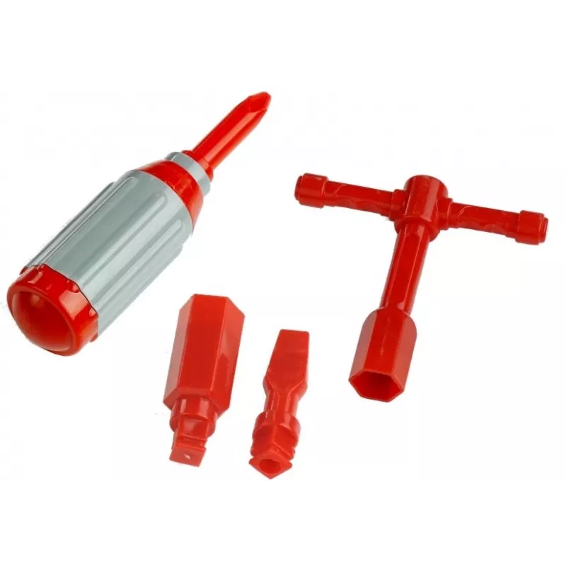 LEAN TOYS brandweerauto met schroefglijbaan + gereedschap