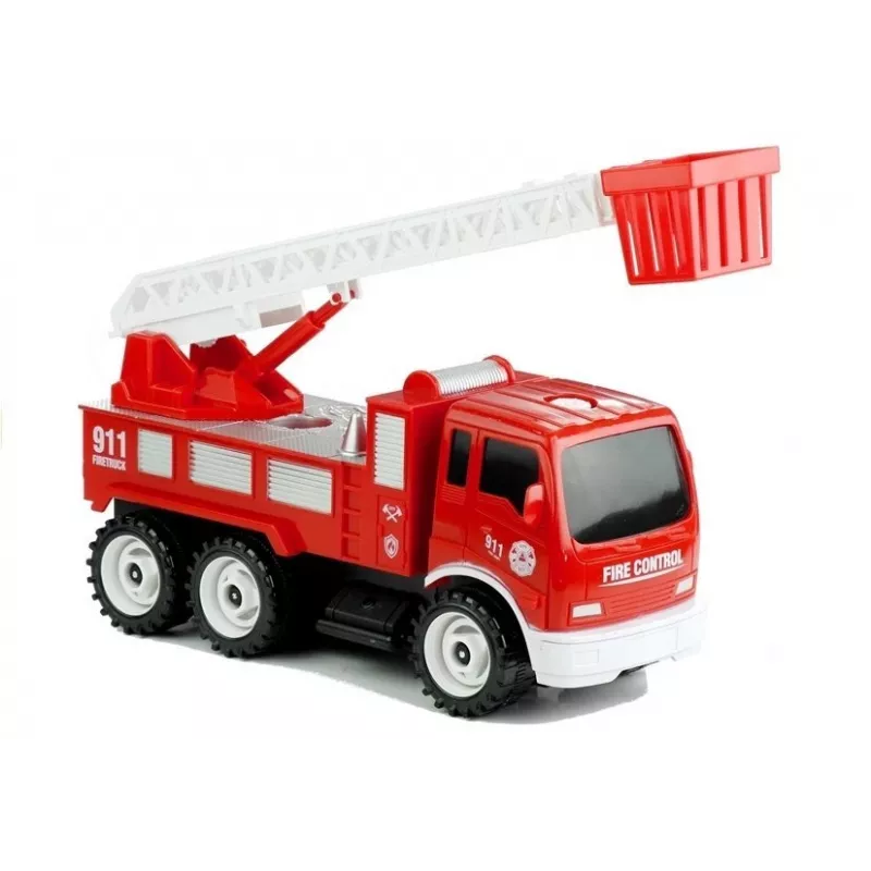 LEAN TOYS brandweerauto met schroefglijbaan + gereedschap