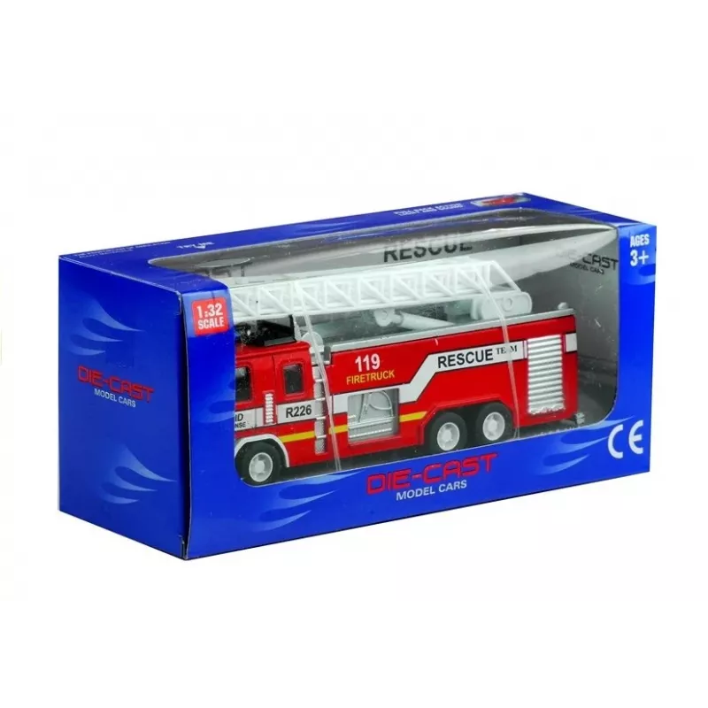 LEAN TOYS brandweervoertuig met ladder 1:32