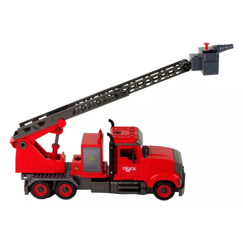 LEAN TOYS Brandweerwagen met schroefaccessoires rood