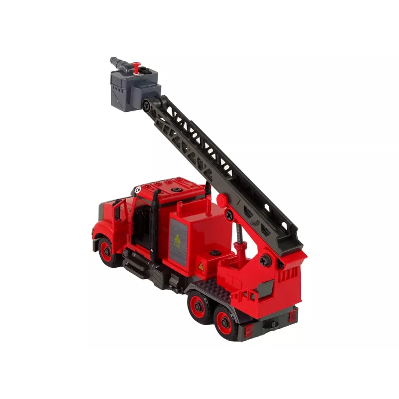 LEAN TOYS Brandweerwagen met schroefaccessoires rood