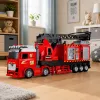 LEAN TOYS brandweerauto met uitschuifbare ladder tot 69 cm, licht, geluid en waterkanon