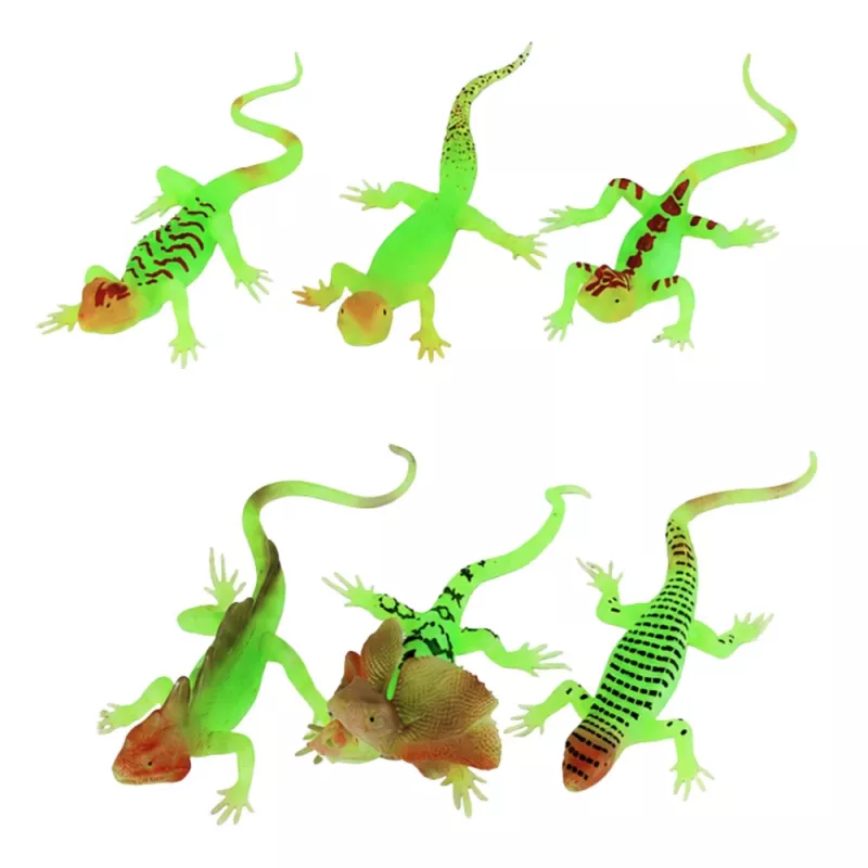 LEAN TOYS fluorescerende groene lichtgevende hagedis rubberen figuur 15cm