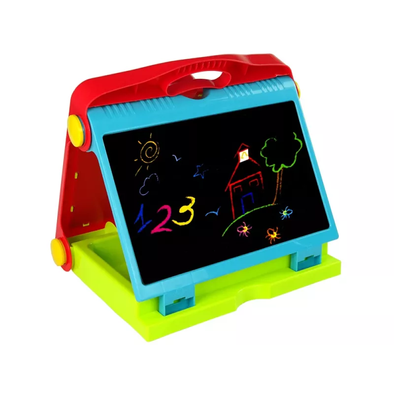 LEAN TOYS Opvouwbare 2in1 schoolbordkoffer - krijt & stift
