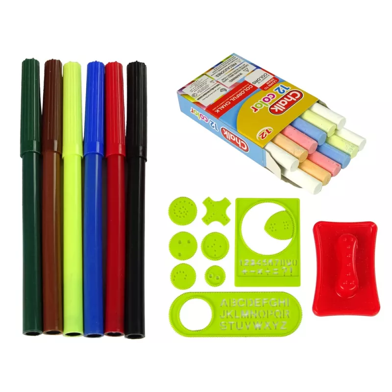 LEAN TOYS Opvouwbare 2in1 schoolbordkoffer - krijt & stift