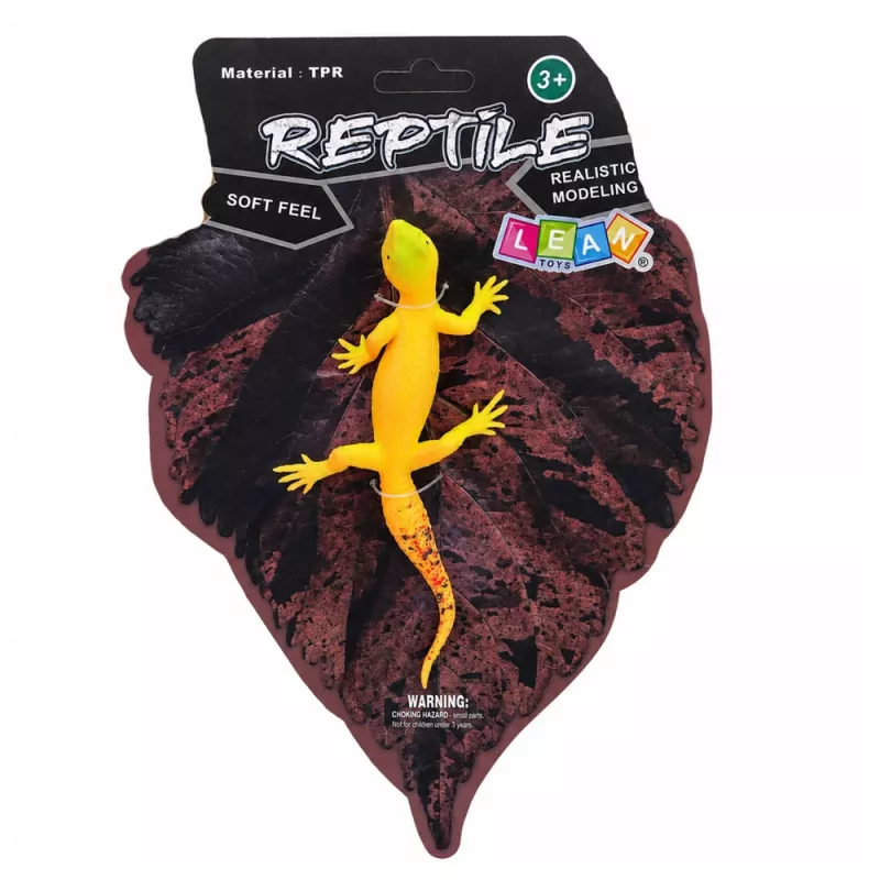 LEAN TOYS gouden gekko rubberen figuur rekbaar realistisch reptiel 15,5 cm