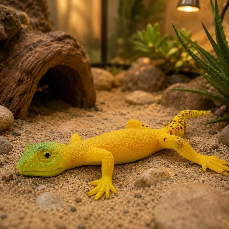 LEAN TOYS gouden gekko rubberen figuur rekbaar realistisch reptiel 15,5 cm