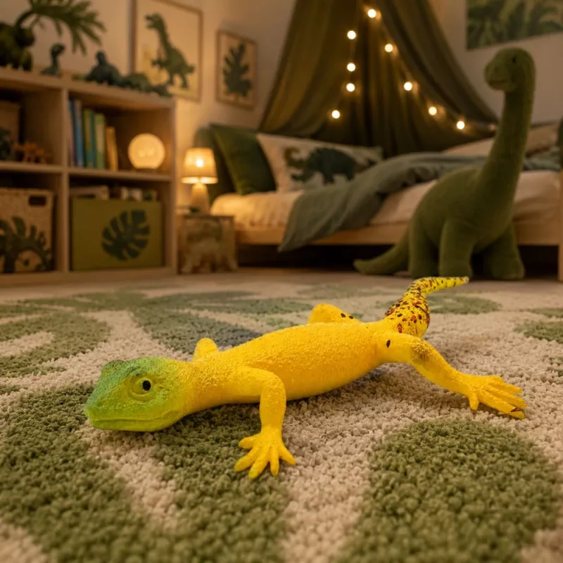 LEAN TOYS gouden gekko rubberen figuur rekbaar realistisch reptiel 15,5 cm