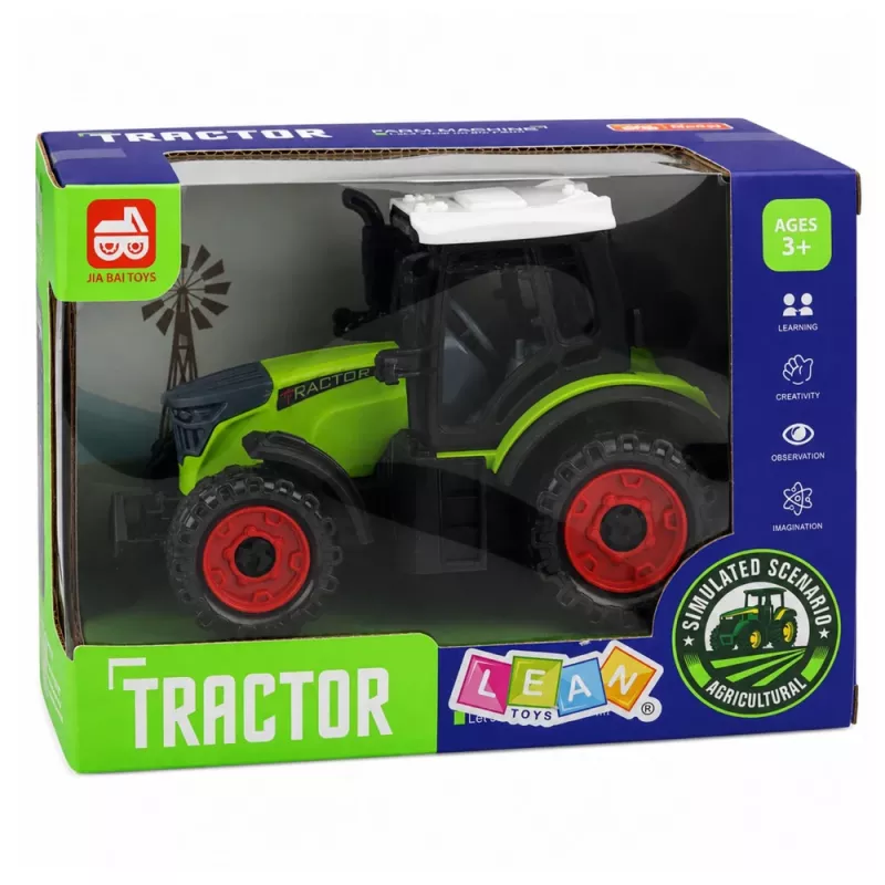 LEAN TOYS groene 15 cm tractor met wrijvingsaandrijving