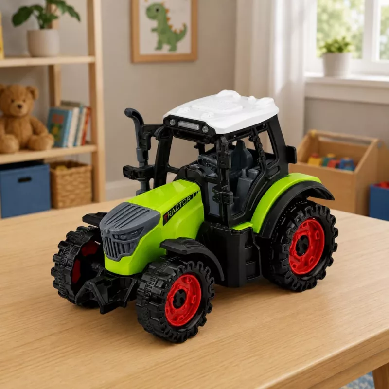 LEAN TOYS groene 15 cm tractor met wrijvingsaandrijving