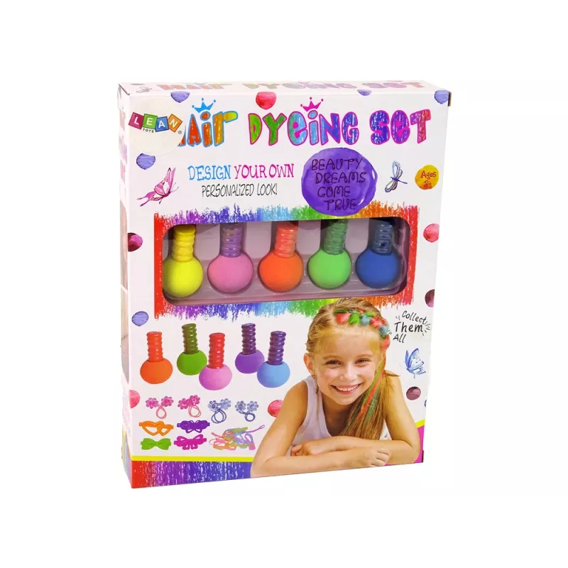 LEAN TOYS Haarverfset voor kinderen 5 kleuren gum
