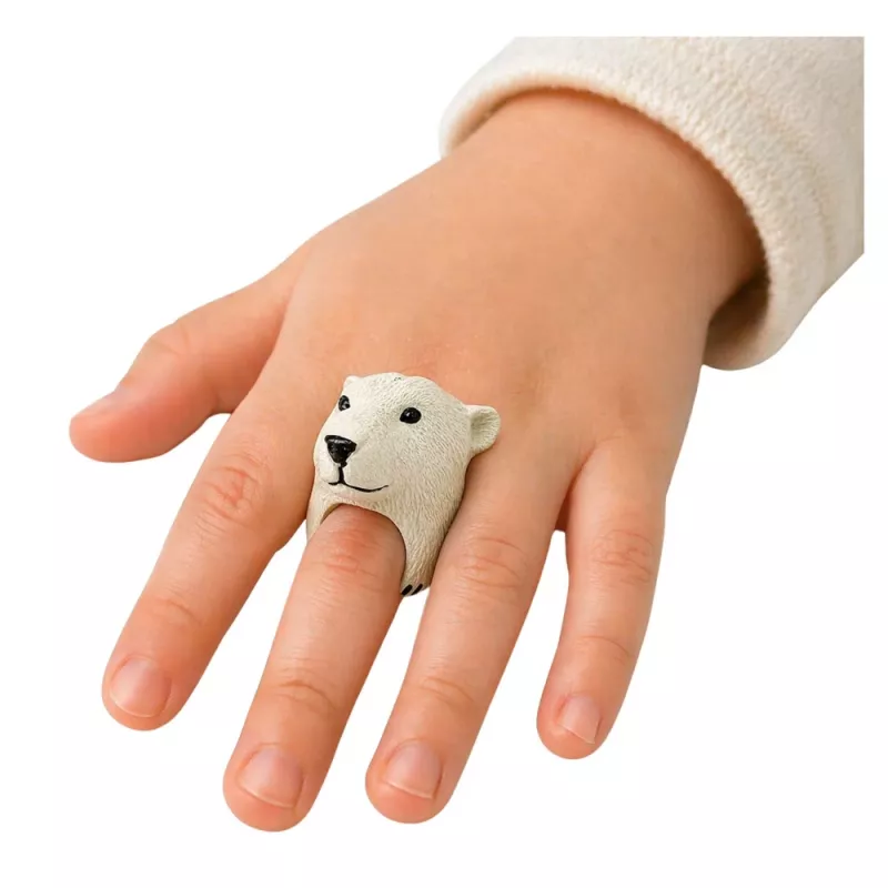LEAN TOYS Hand Ring Educatieve Dieren Beer Wit