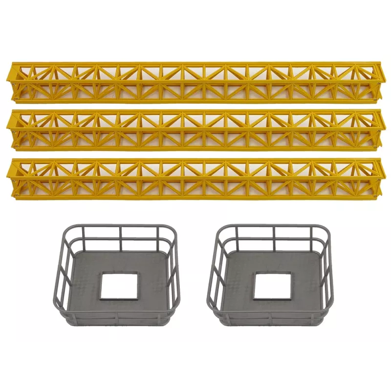 LEAN TOYS Enorme kraan met R/C-afstandsbediening hoogte 183 cm 2 werkplatforms