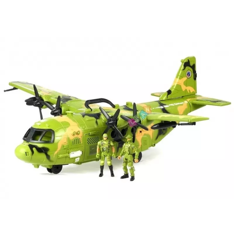 LEAN TOYS enorm militair vliegtuig 55cm met accessoires