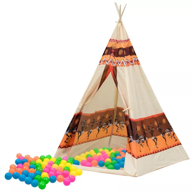 LEAN TOYS Indian Tipi tent basis voor kinderen + 60 ballen 155 cm