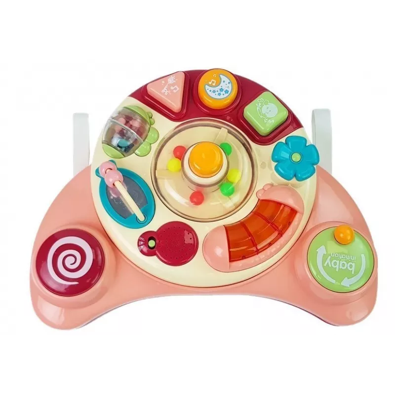 LEAN TOYS interactief baby paneel speelgoed muziek dieren roze
