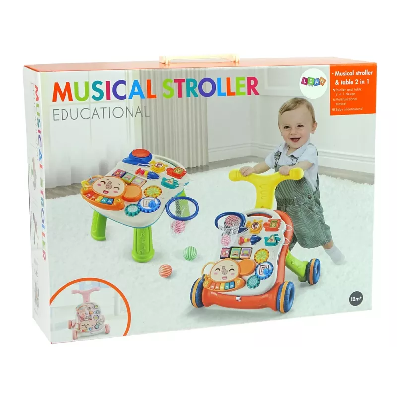 LEAN TOYS interactieve babywalker 2-in-1 tafel rood