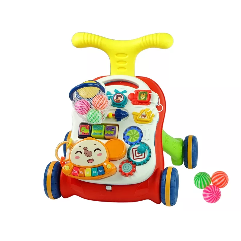 LEAN TOYS interactieve babywalker 2-in-1 tafel rood