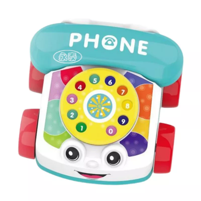 LEAN TOYS interactief kleurrijk trek-telefoon speelgoed met wielen