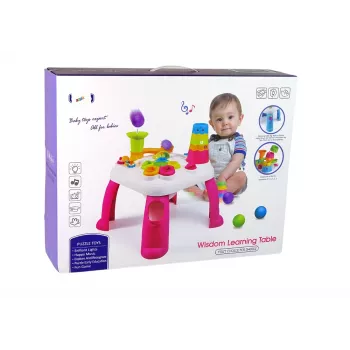 LEAN TOYS Interactieve leertafel met kogelbaan en glijbaan blauw