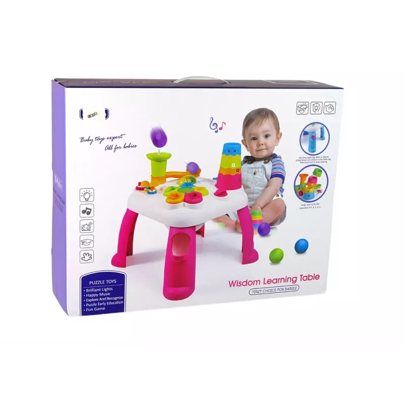 LEAN TOYS Interactieve leertafel met kogelbaan en glijbaan blauw